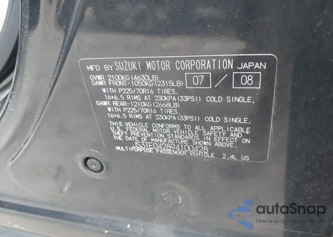 2009 Suzuki Grand Vitara из США, поврежденный, VIN JS3TE042894100428